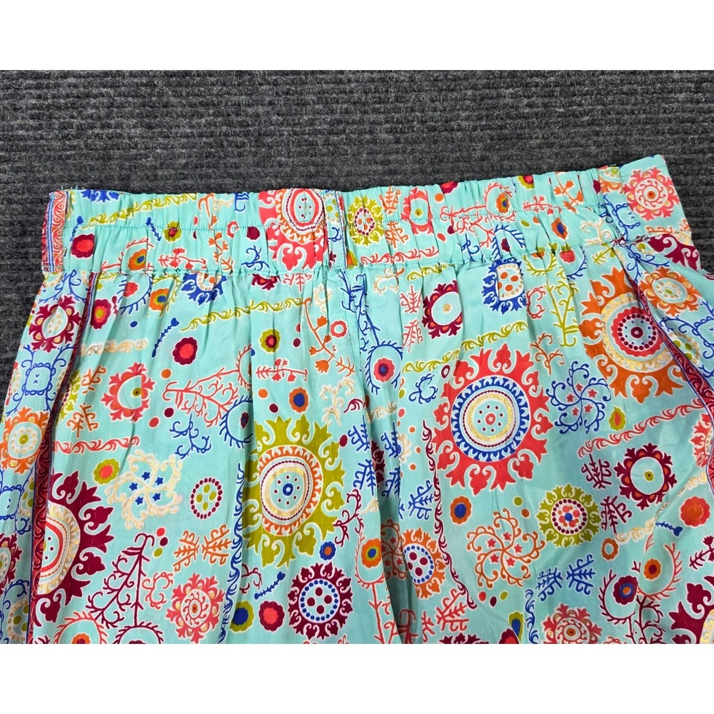 Purple Wide Leg Pants Womens S/M Turquoise Excellent Boho Mandala Print Trousers